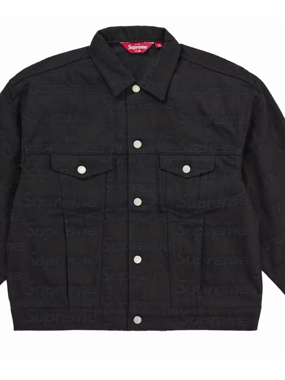 Supreme Black Embossed Denim Trucker Jacket